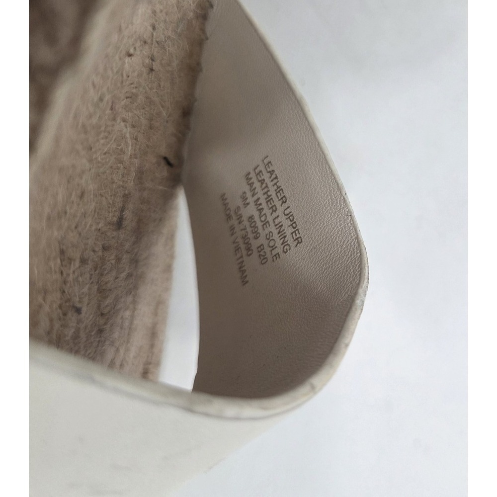 Tory Burch SZ 9 Laurel Wedge Espadrille Sandals Leather Beige White - Picture 7 of 7